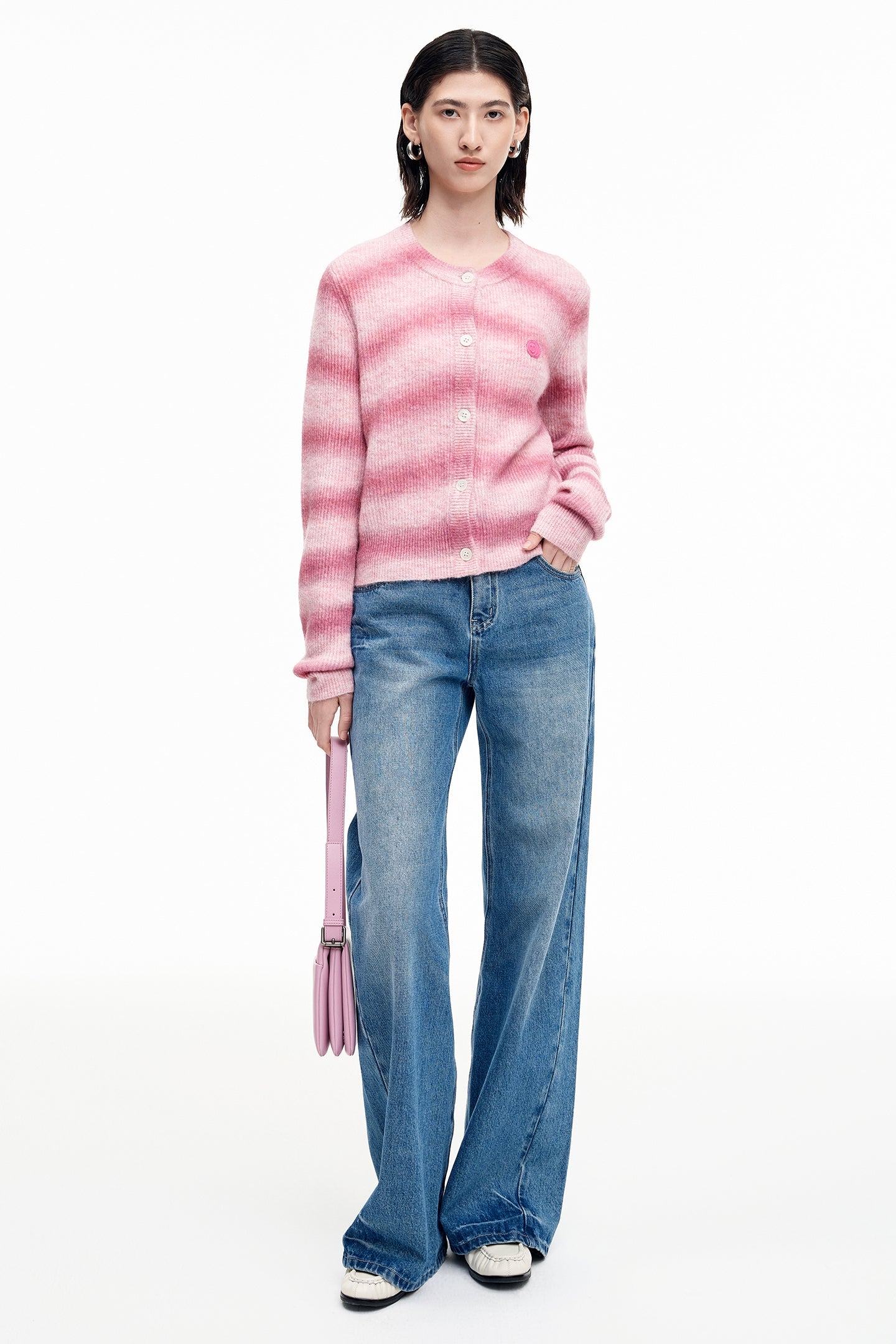 Alpaca blend gradient knitted cardigan