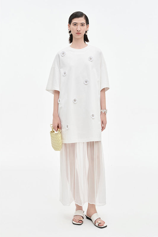 Acetate Blend Woven Patchwork Dress