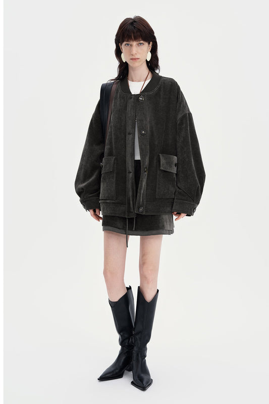 Bahn Style Down-Feel White Duck Down Baseball Down Jacket