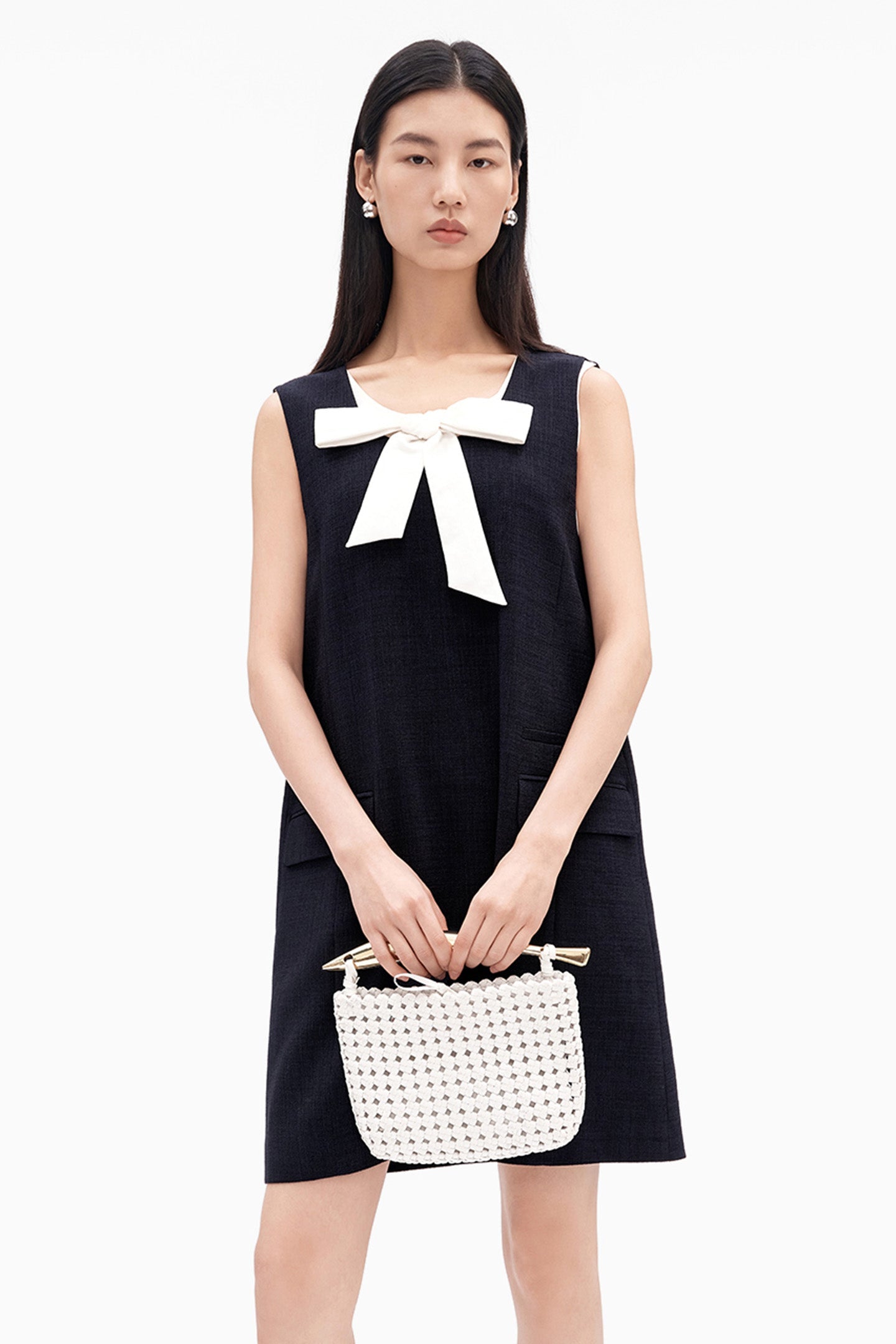 Bow-Detail U-Neck Dress