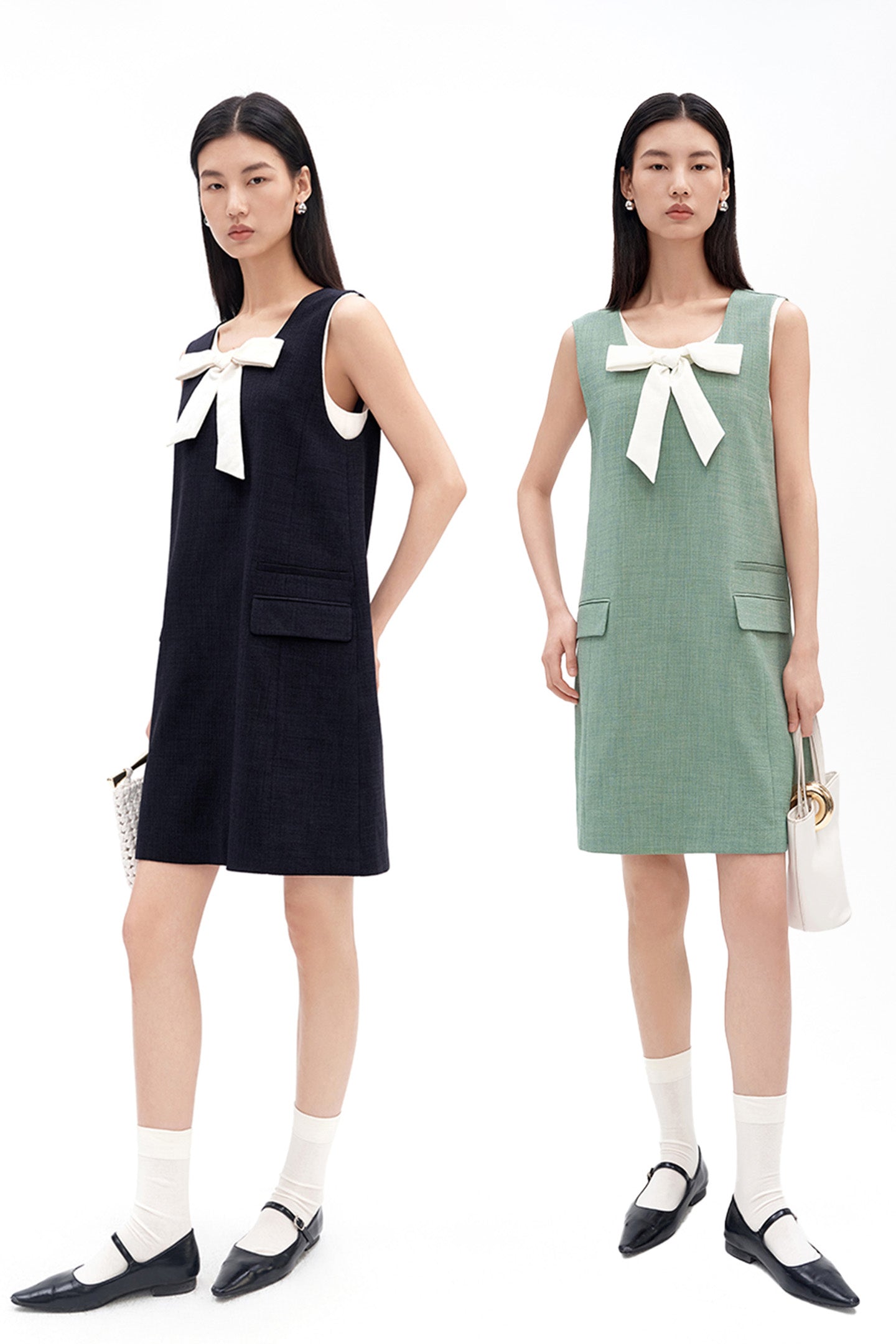 Bow-Detail U-Neck Dress