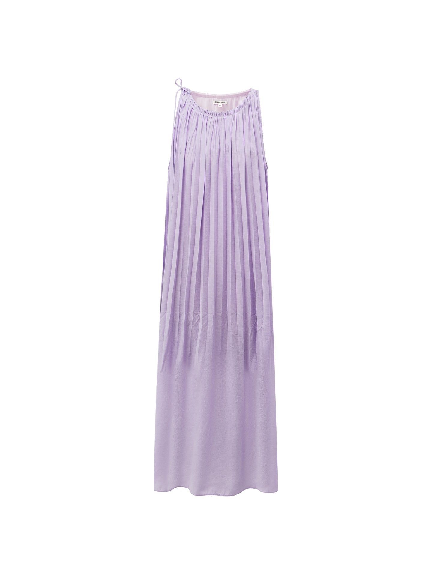 Acetate-Blend French Pleated Sleeveless Slip Dress