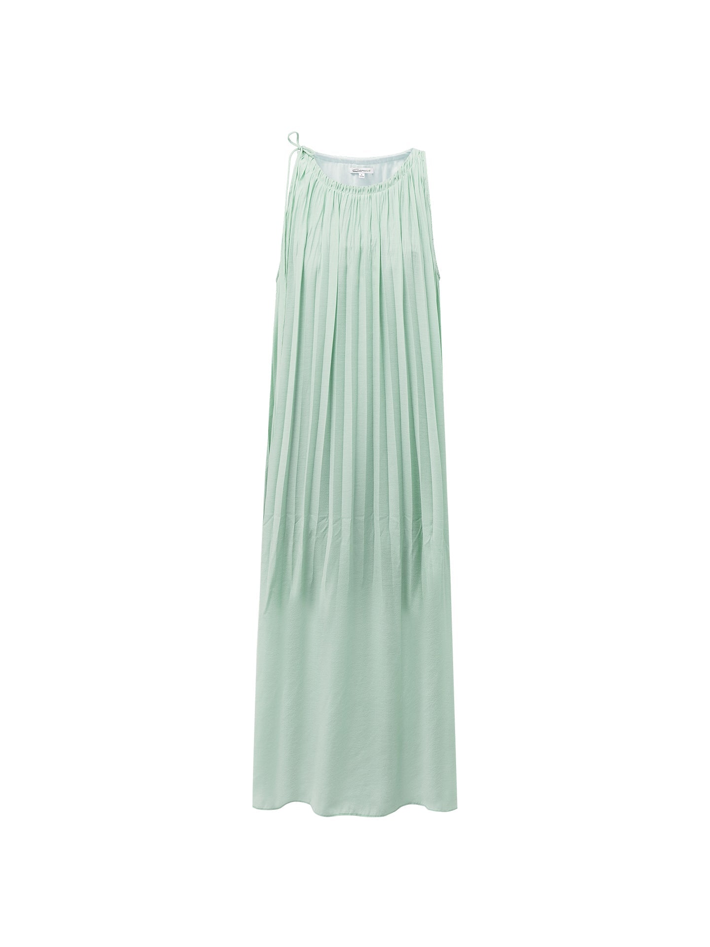 Acetate-Blend French Pleated Sleeveless Slip Dress